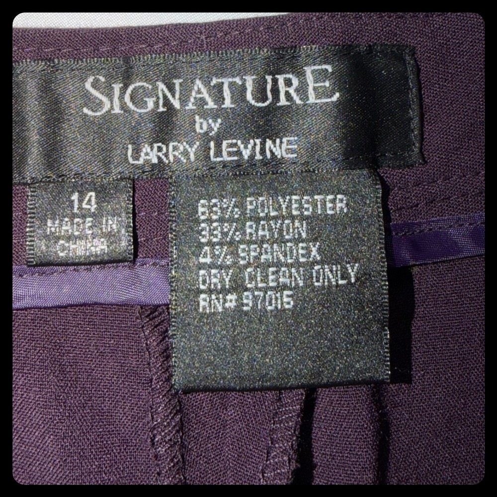 Signature by Larry Levine Dress Pants Women 14 Purple Wide Leg Trouser Professio - Picture 2 of 7
